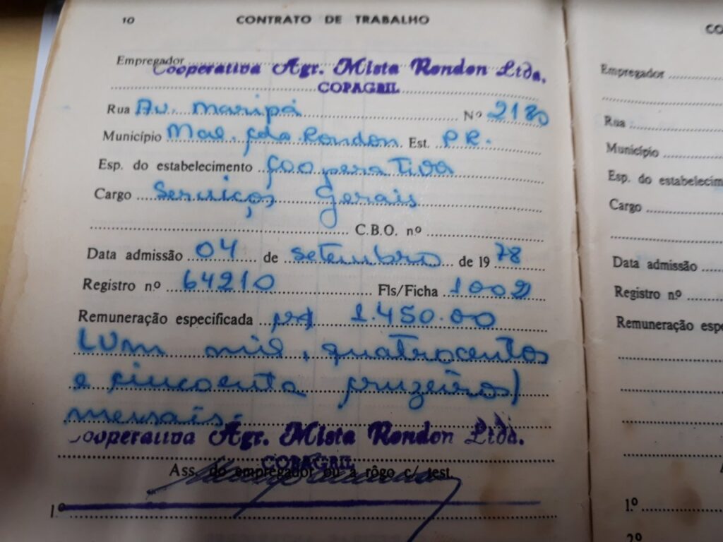 || Registro profissional de Luiz Carlos Rodrigues como funcionário da Copagril, em 04 de setembro de 1978. 
Imagem: Acervo pessoal - FOTO 14 -