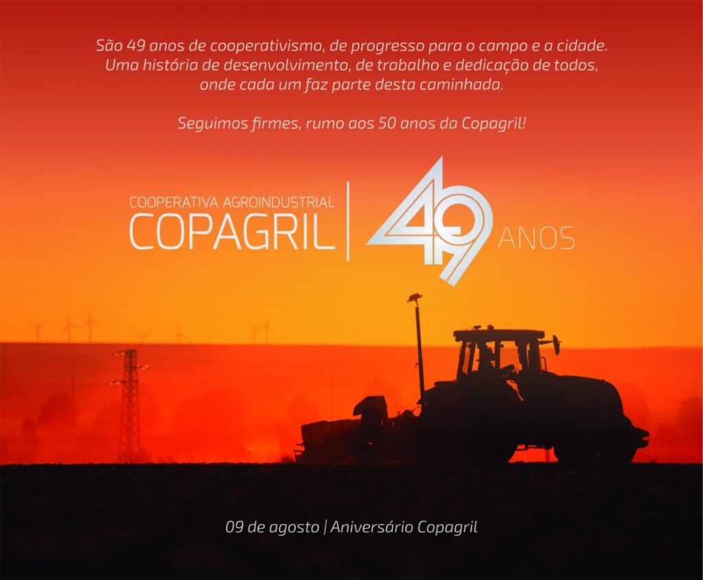 || Banner alusivo aos 49 anos da Copagril, em agosto de 2019. 
Imagem: Acervo Comunicação Copagril - FOTO 27 -