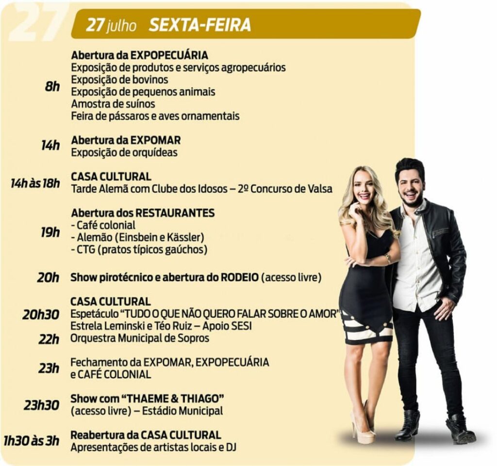 || Agenda de eventos do 2º dia da Expo Rondon 2018. 
Imagem: Acervo Proem - PM - MCR - FOTO 20 -