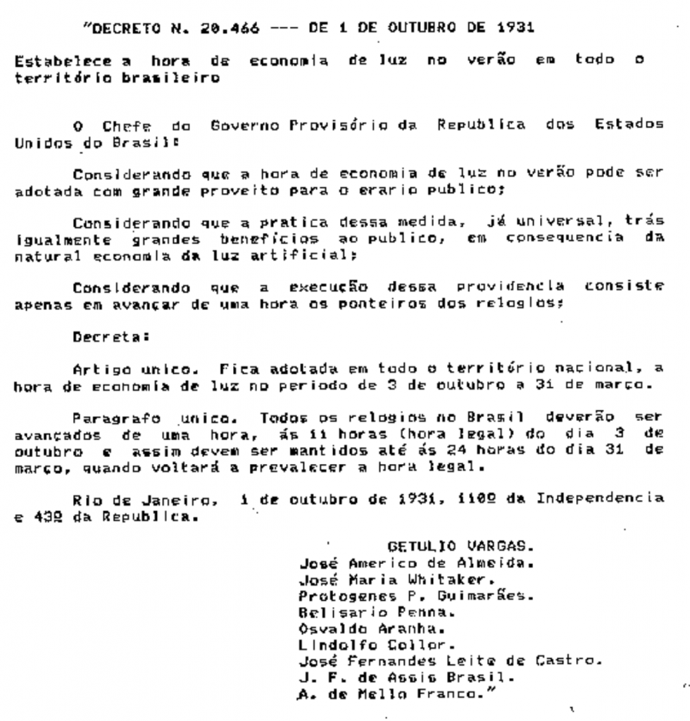 || Decreto federal que instituiu o primeiro horário de verão no Brasil.  - FOTO 3 -