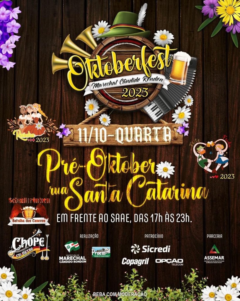 || Cartaz convite para a pré-okbertfest da Rua Santa Catarina, em outubro de 2023.
Imagem: Acervo Projeto Memória Rondonense - FOTO 18 -