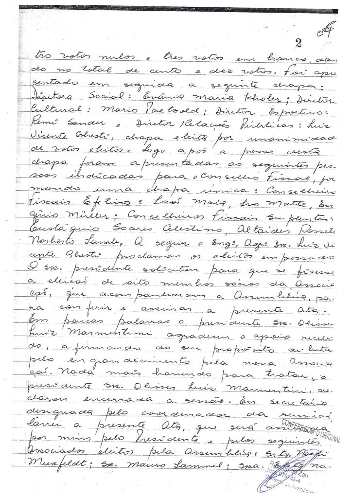 || Ata de fundação (3ª página) da  AACC. 
Imagem: Acervo da Associação - FOTO 7 -