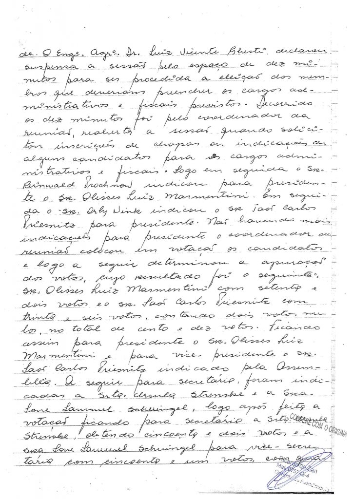 || Ata de fundação (2ª página) da  AACC. 
Imagem: Acervo da Associação - FOTO 6 -