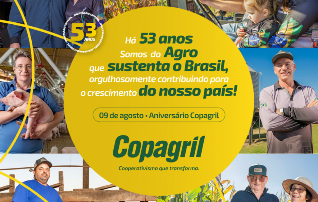 || Logomarca comemorativa alusiva aos 53 anos da Copagril, em agosto de 2023.
Imagem: Acervo Comunicação da Cooperativa - FOTO 43 -