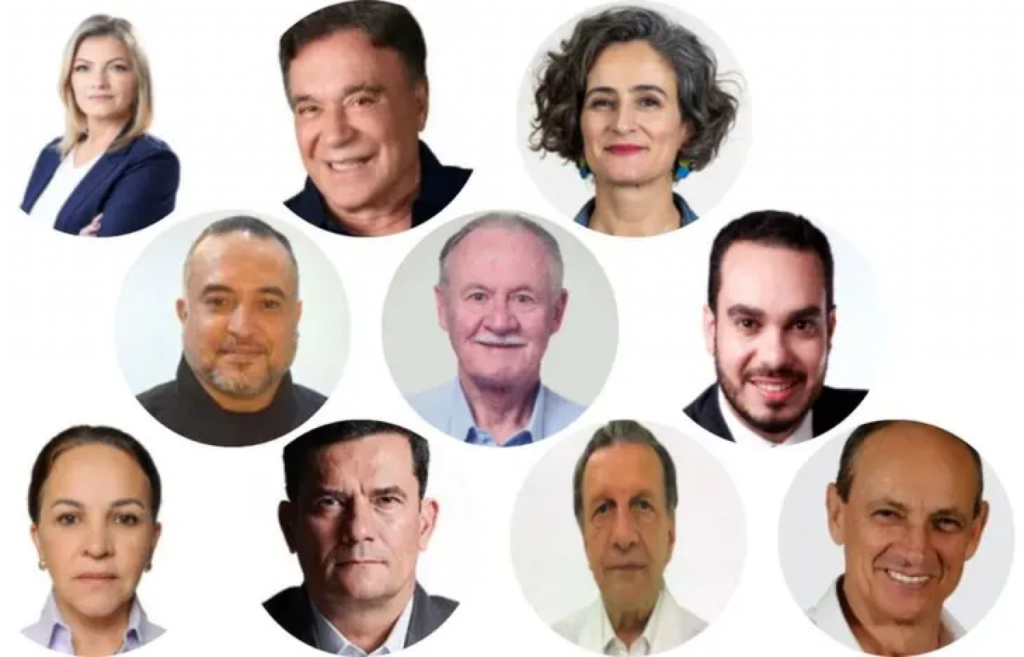 || Candidatos para Senado pelo Paraná, nas eleições de 02 de outubro de 2022:  a partir da esquerda, ao alto:  Aline Sleutjes, Álvaro Dias, Eneida Desireé Salgado, Roberto França da Silva Junior,  Orlando Pessuti,  Paulo Martins,  Rosane Ferreira, Sergio Moro , Dr. Sabóia e Laerson Vidal Matias. 
Imagem: Acervo Jornal Plural - FOTO 25 -